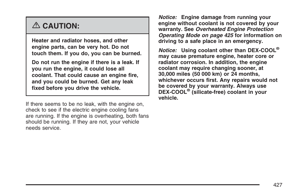 Caution | Buick 2007 Terraza User Manual | Page 427 / 562