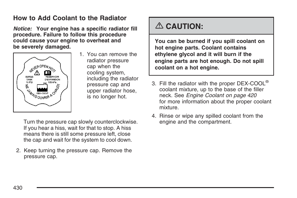 Caution | Buick 2007 Terraza User Manual | Page 430 / 562