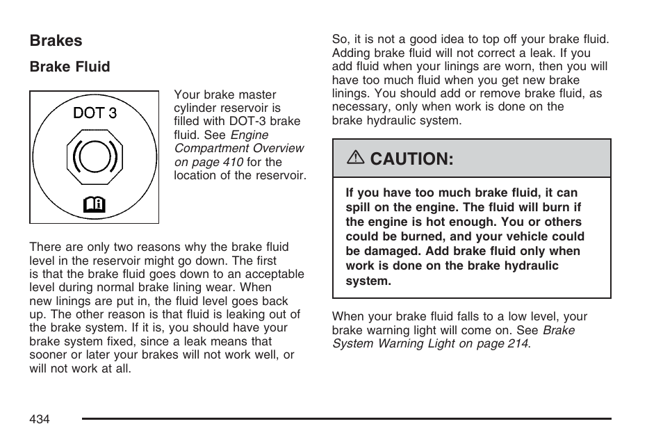 Brakes, Caution | Buick 2007 Terraza User Manual | Page 434 / 562