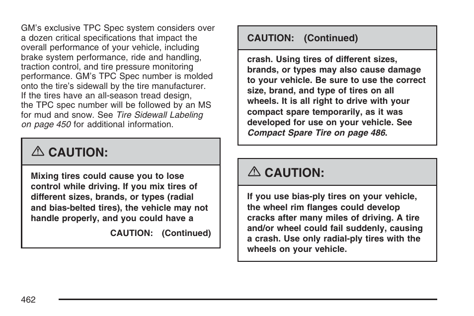 Caution | Buick 2007 Terraza User Manual | Page 462 / 562