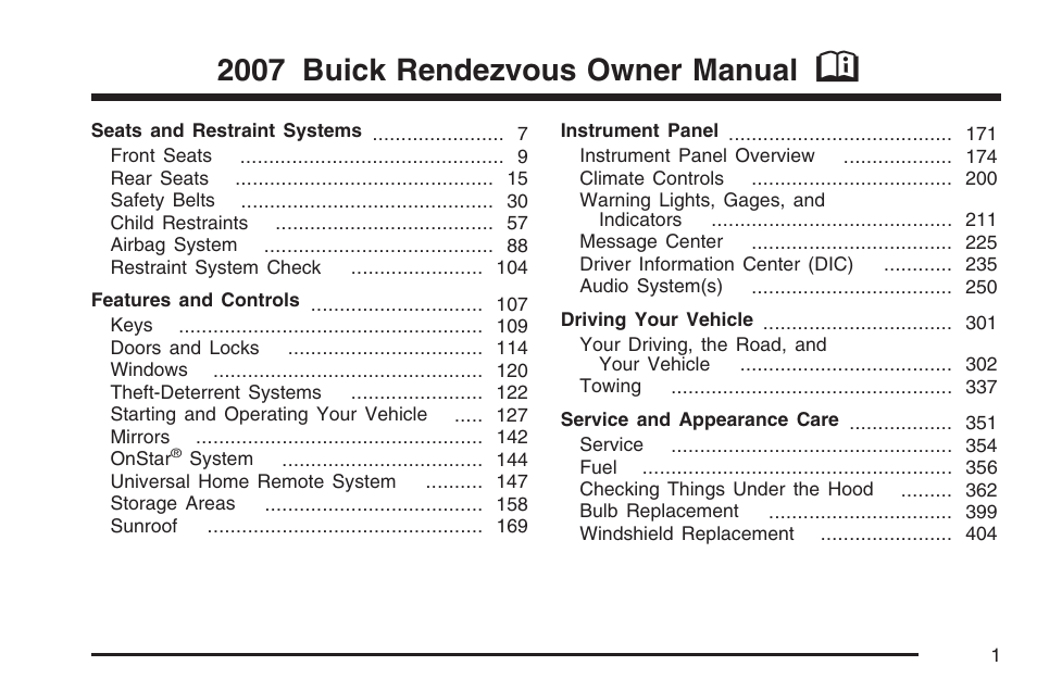 Buick 2007 Rendezvous User Manual | 528 pages