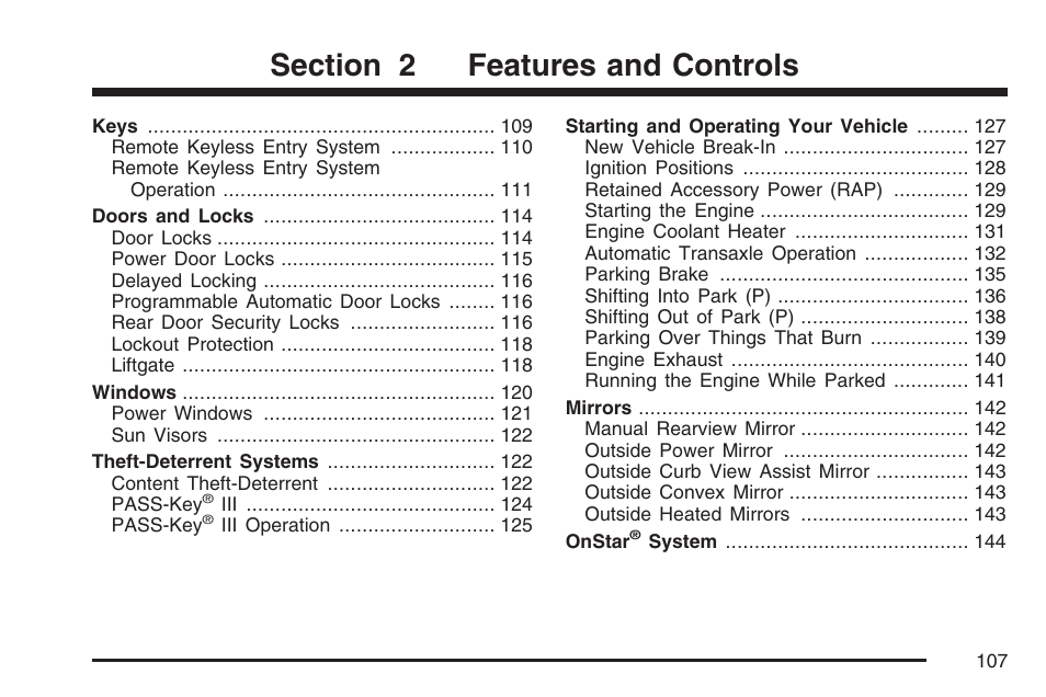 Features and controls | Buick 2007 Rendezvous User Manual | Page 107 / 528