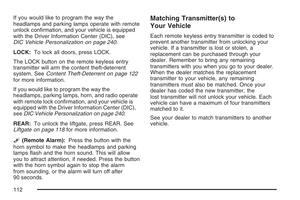 Buick 2007 Rendezvous User Manual | Page 112 / 528