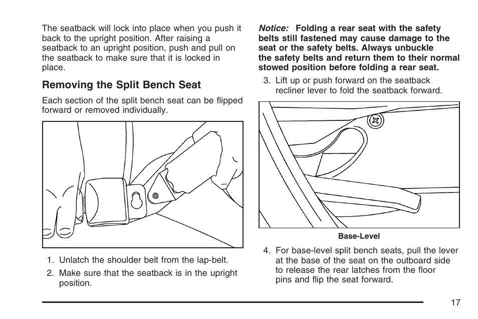 Removing the split bench seat | Buick 2007 Rendezvous User Manual | Page 17 / 528