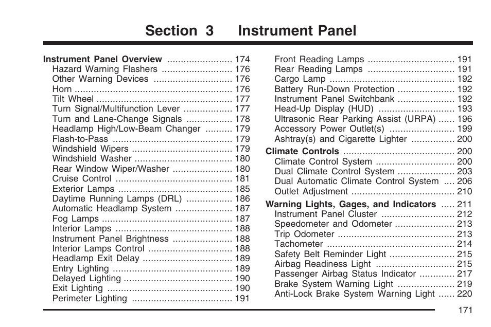 Instrument panel | Buick 2007 Rendezvous User Manual | Page 171 / 528