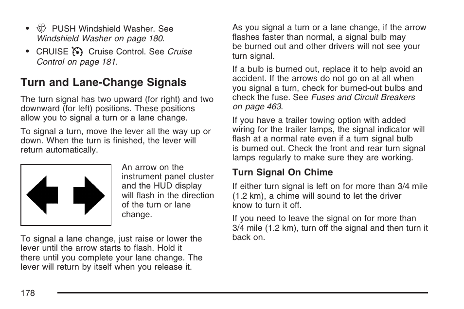 Turn and lane-change signals | Buick 2007 Rendezvous User Manual | Page 178 / 528