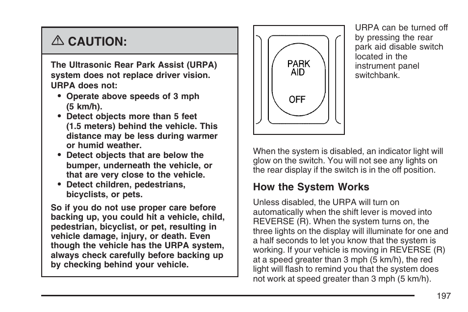 Caution | Buick 2007 Rendezvous User Manual | Page 197 / 528