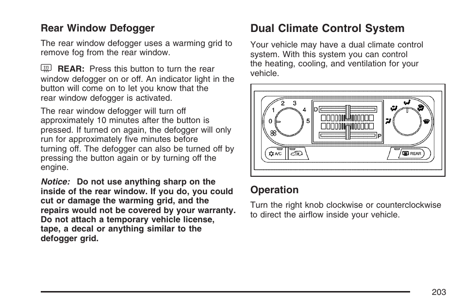 Dual climate control system | Buick 2007 Rendezvous User Manual | Page 203 / 528