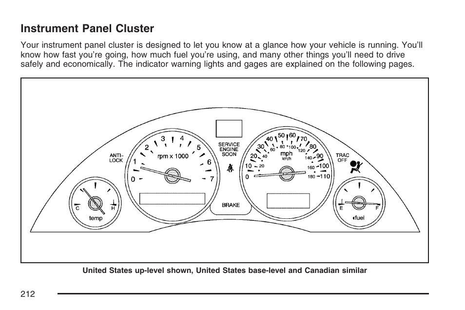 Instrument panel cluster, Instrument, Panel cluster | Buick 2007 Rendezvous User Manual | Page 212 / 528