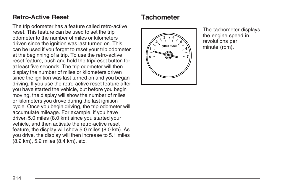 Tachometer | Buick 2007 Rendezvous User Manual | Page 214 / 528