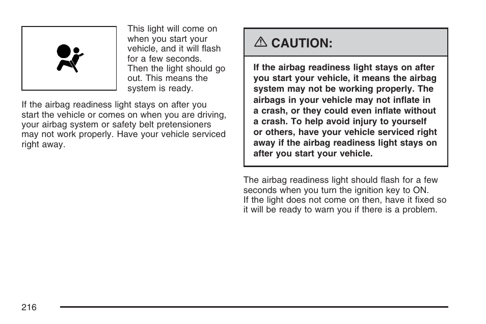 Caution | Buick 2007 Rendezvous User Manual | Page 216 / 528