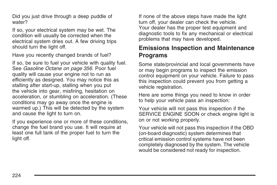 Emissions inspection and maintenance programs | Buick 2007 Rendezvous User Manual | Page 224 / 528