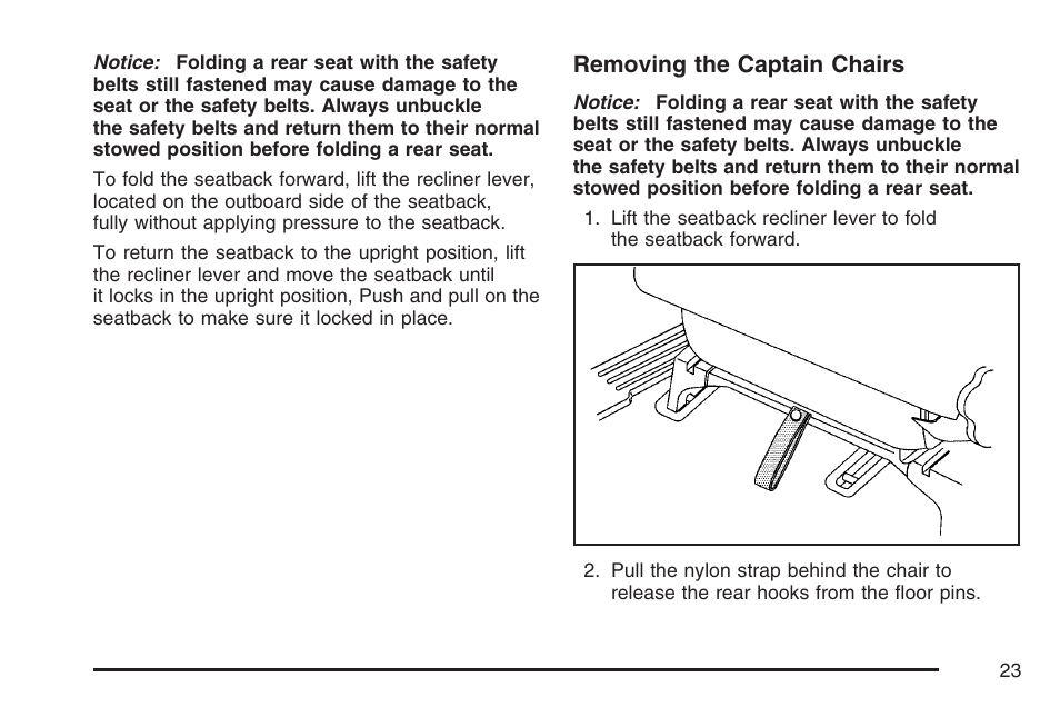 Removing the captain chairs | Buick 2007 Rendezvous User Manual | Page 23 / 528