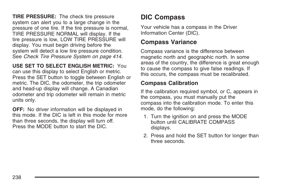 Dic compass | Buick 2007 Rendezvous User Manual | Page 238 / 528