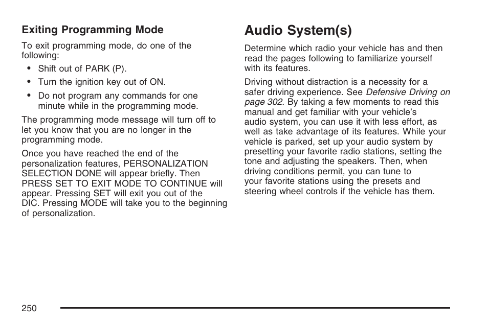 Audio system(s) | Buick 2007 Rendezvous User Manual | Page 250 / 528