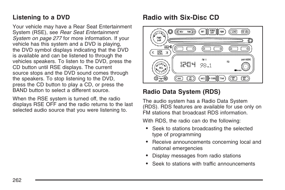 Radio with six-disc cd | Buick 2007 Rendezvous User Manual | Page 262 / 528