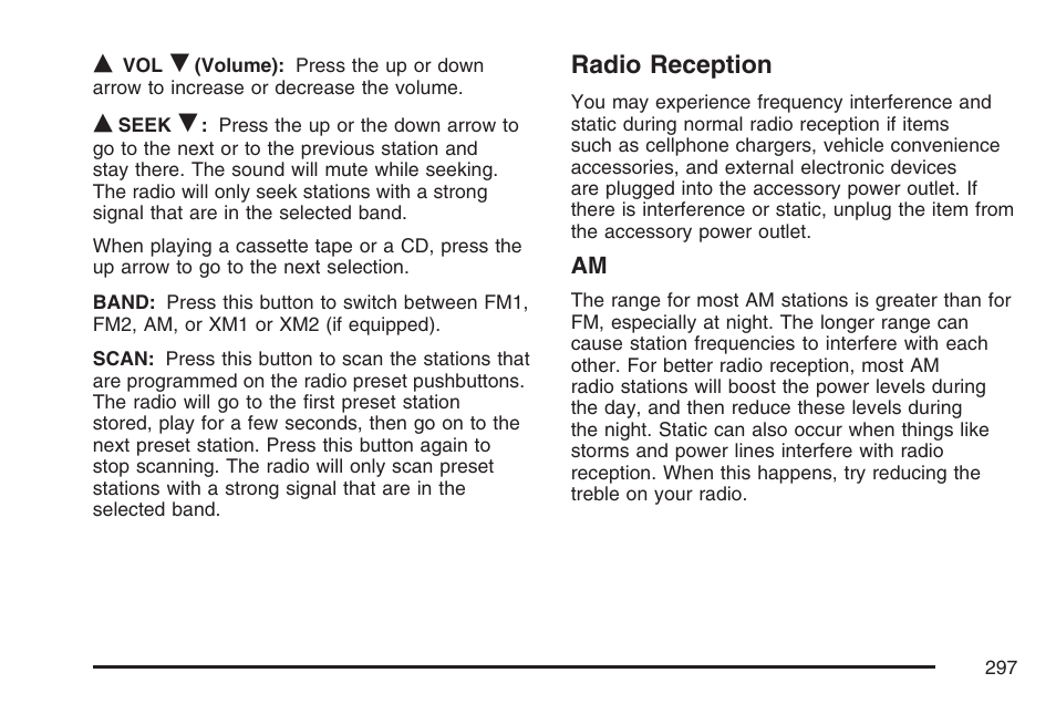 Radio reception | Buick 2007 Rendezvous User Manual | Page 297 / 528