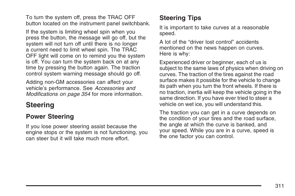 Steering | Buick 2007 Rendezvous User Manual | Page 311 / 528