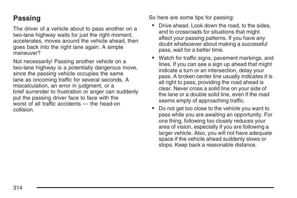 Passing | Buick 2007 Rendezvous User Manual | Page 314 / 528