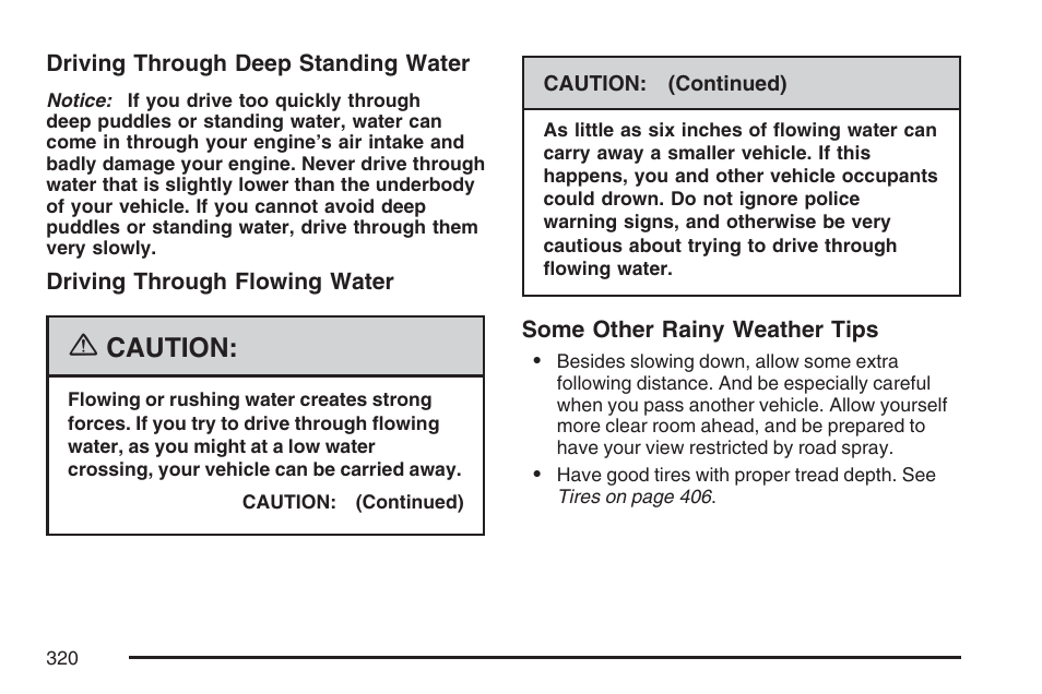 Caution | Buick 2007 Rendezvous User Manual | Page 320 / 528