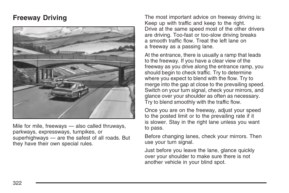 Freeway driving | Buick 2007 Rendezvous User Manual | Page 322 / 528