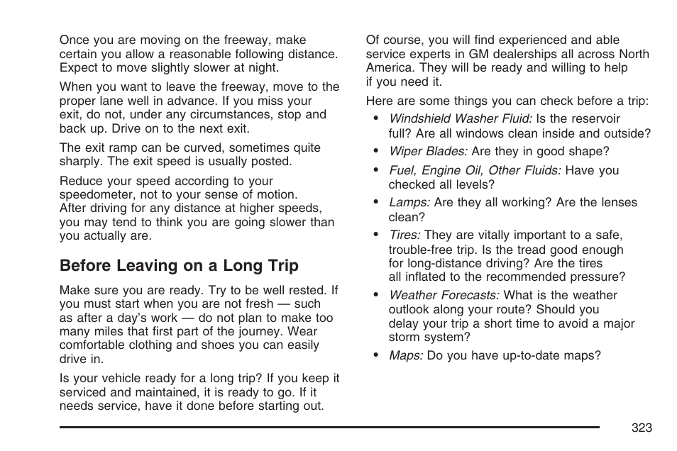 Before leaving on a long trip | Buick 2007 Rendezvous User Manual | Page 323 / 528