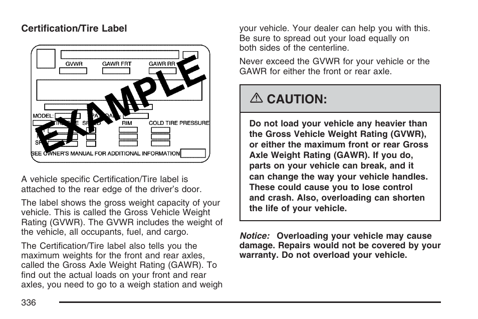 Caution | Buick 2007 Rendezvous User Manual | Page 336 / 528