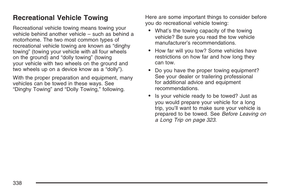 Recreational vehicle towing | Buick 2007 Rendezvous User Manual | Page 338 / 528