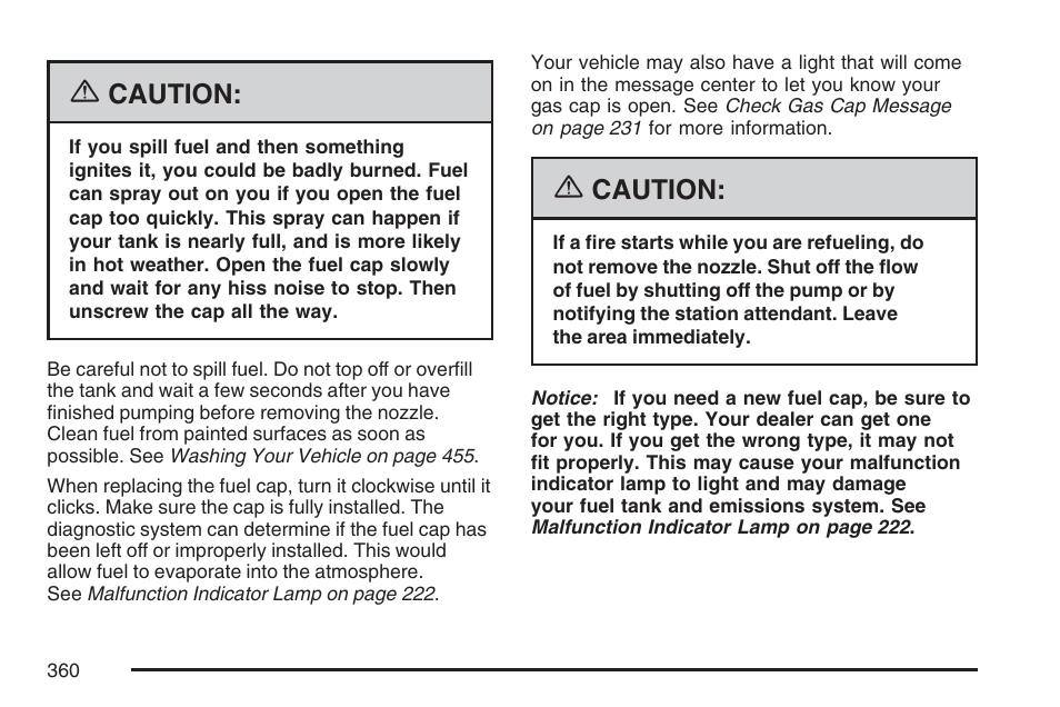 Caution | Buick 2007 Rendezvous User Manual | Page 360 / 528