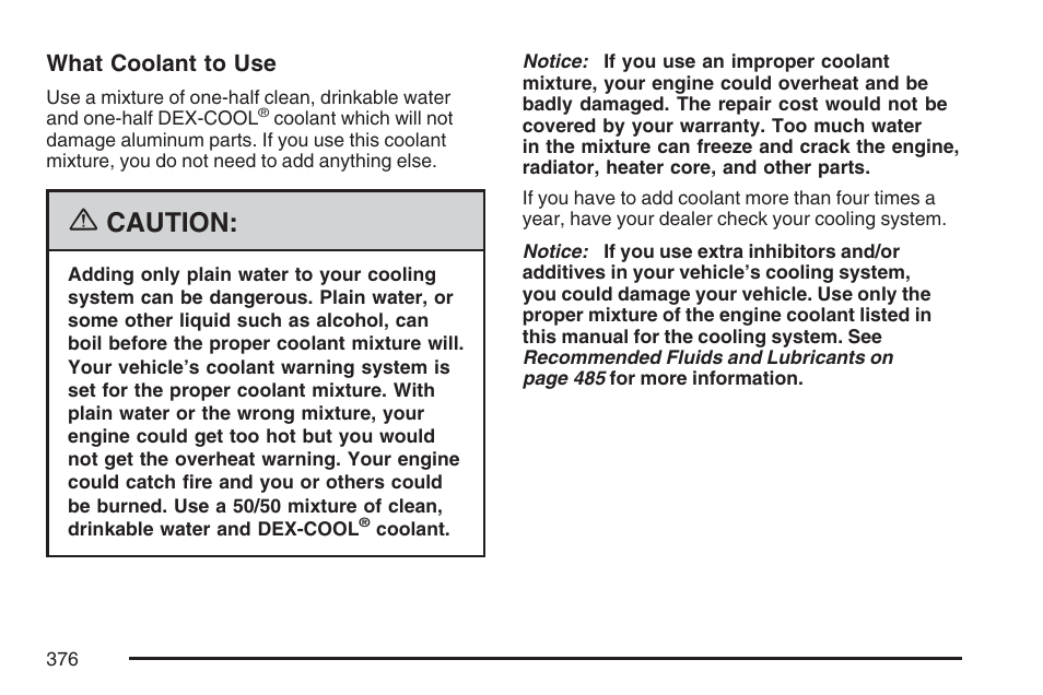 Caution | Buick 2007 Rendezvous User Manual | Page 376 / 528