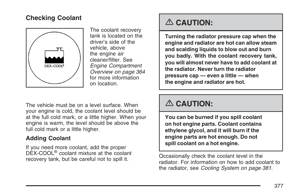 Caution | Buick 2007 Rendezvous User Manual | Page 377 / 528