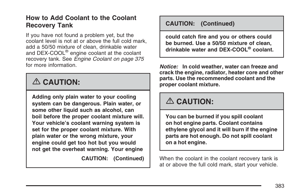 Caution | Buick 2007 Rendezvous User Manual | Page 383 / 528