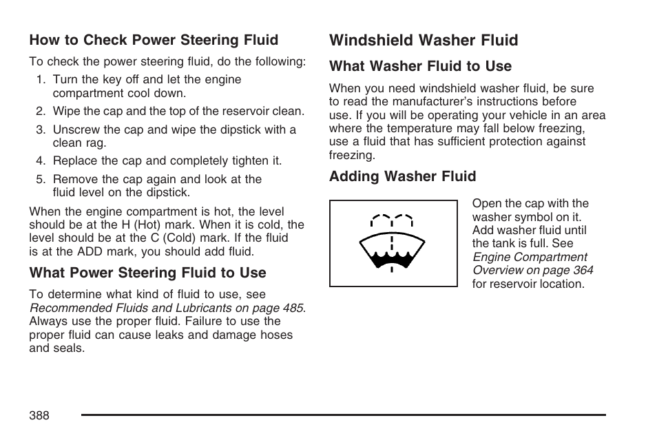 Windshield washer fluid | Buick 2007 Rendezvous User Manual | Page 388 / 528