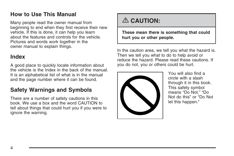 Caution | Buick 2007 Rendezvous User Manual | Page 4 / 528