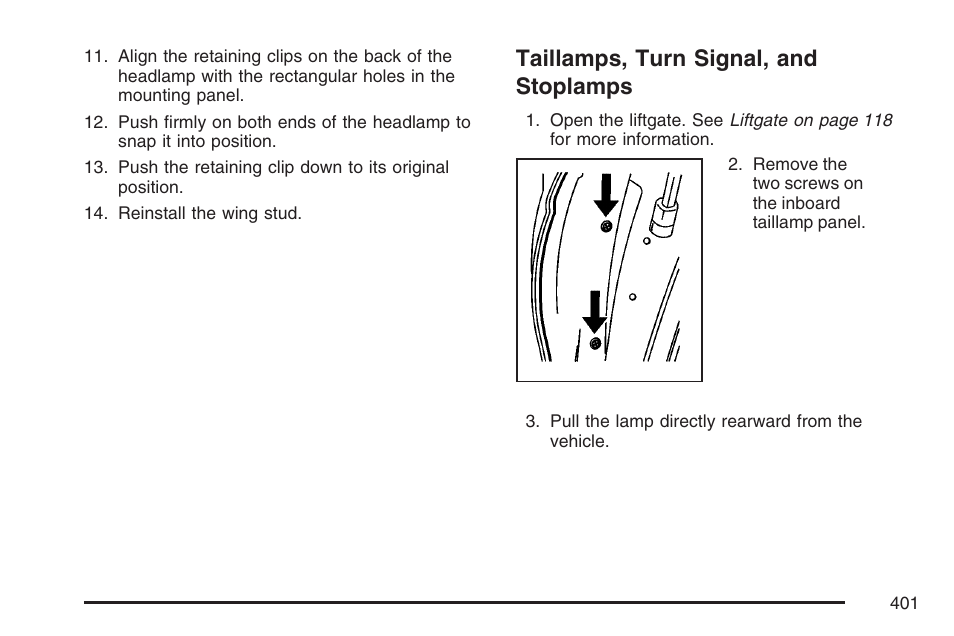 Taillamps, turn signal, and stoplamps | Buick 2007 Rendezvous User Manual | Page 401 / 528