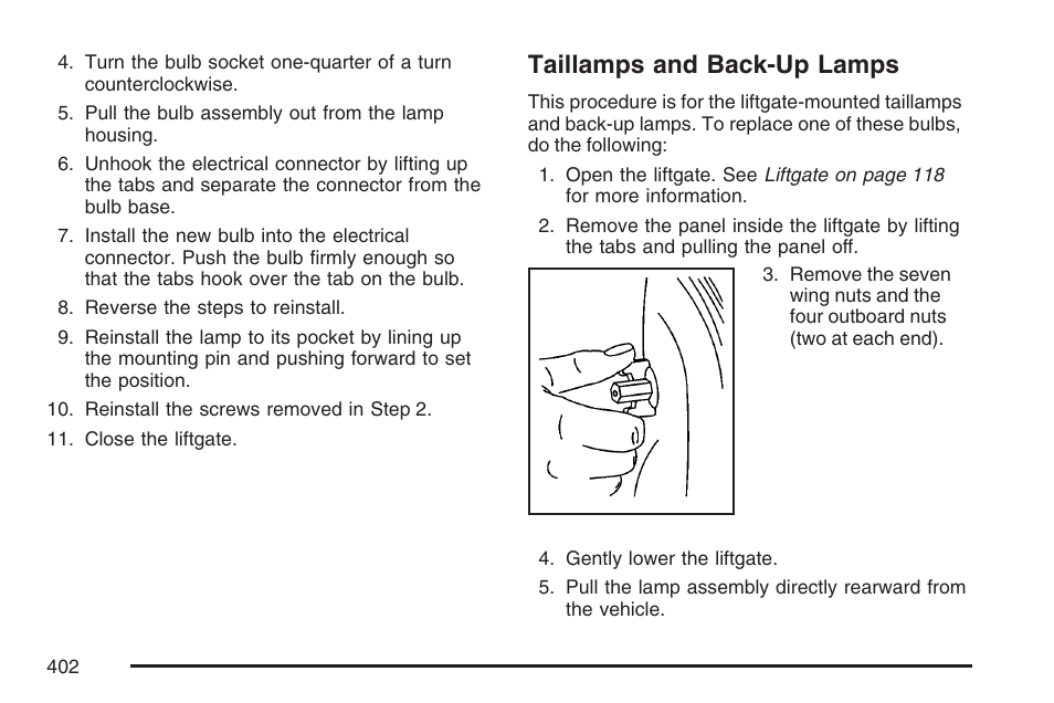 Taillamps and back-up lamps | Buick 2007 Rendezvous User Manual | Page 402 / 528