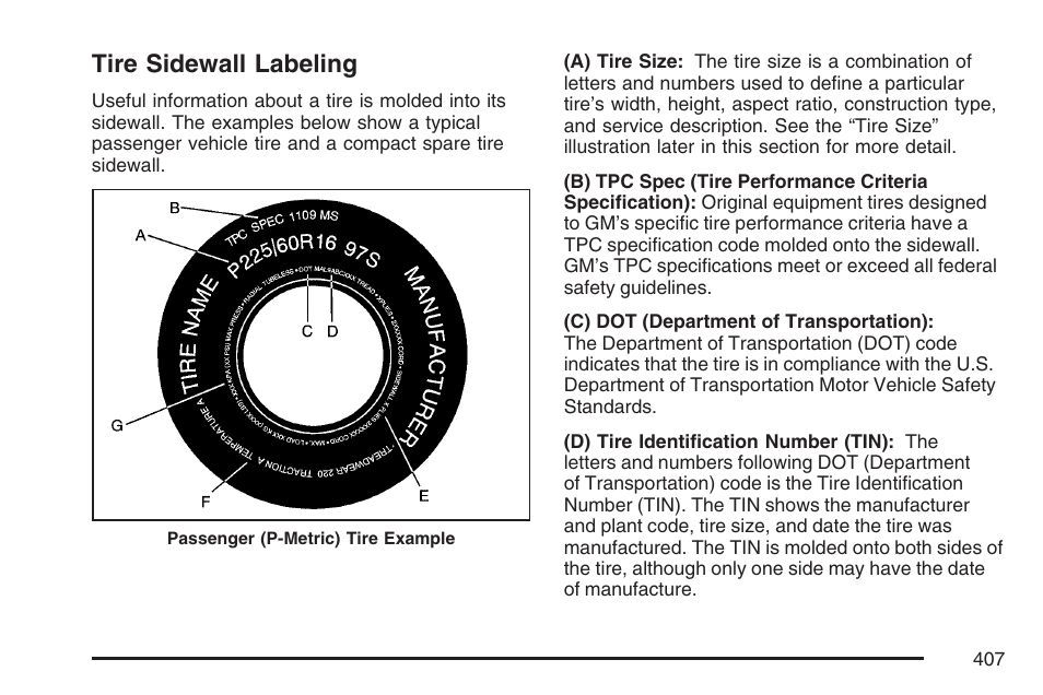 Tire sidewall labeling | Buick 2007 Rendezvous User Manual | Page 407 / 528