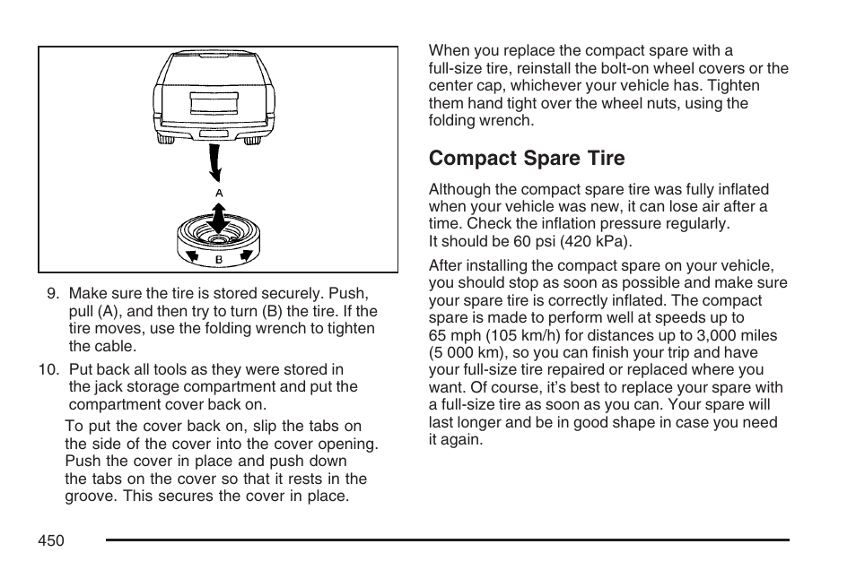 Compact spare tire | Buick 2007 Rendezvous User Manual | Page 450 / 528