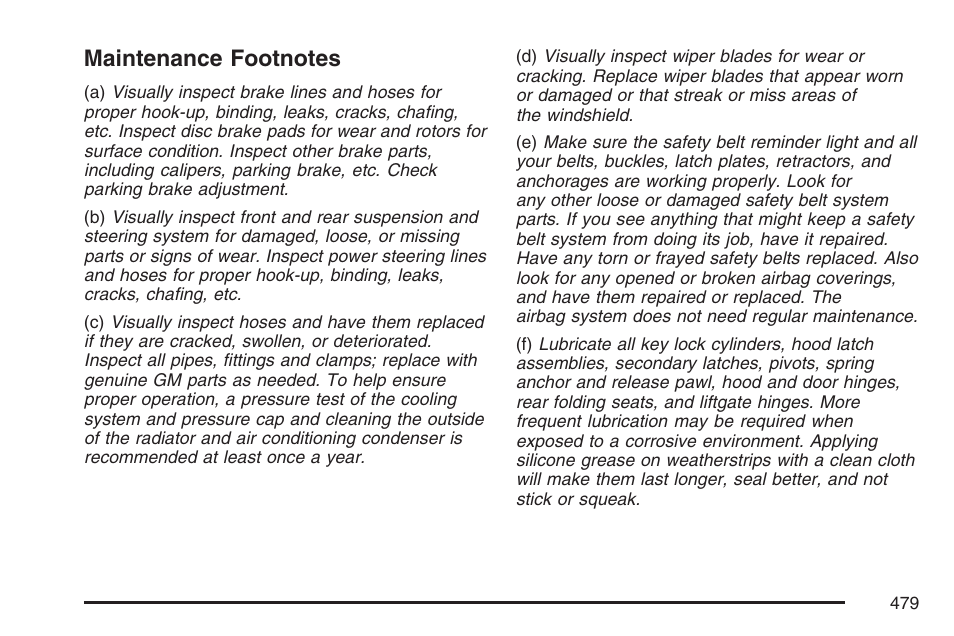 Maintenance footnotes | Buick 2007 Rendezvous User Manual | Page 479 / 528