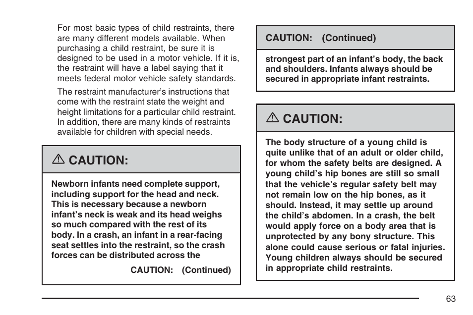 Caution | Buick 2007 Rendezvous User Manual | Page 63 / 528