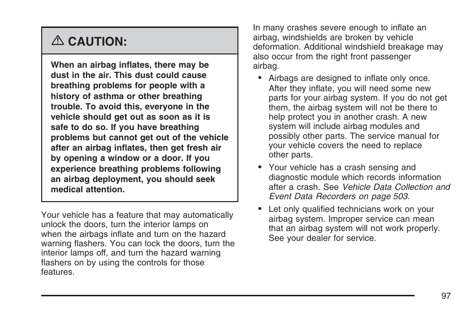 Caution | Buick 2007 Rendezvous User Manual | Page 97 / 528