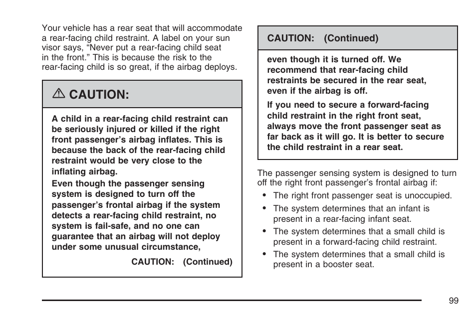 Caution | Buick 2007 Rendezvous User Manual | Page 99 / 528