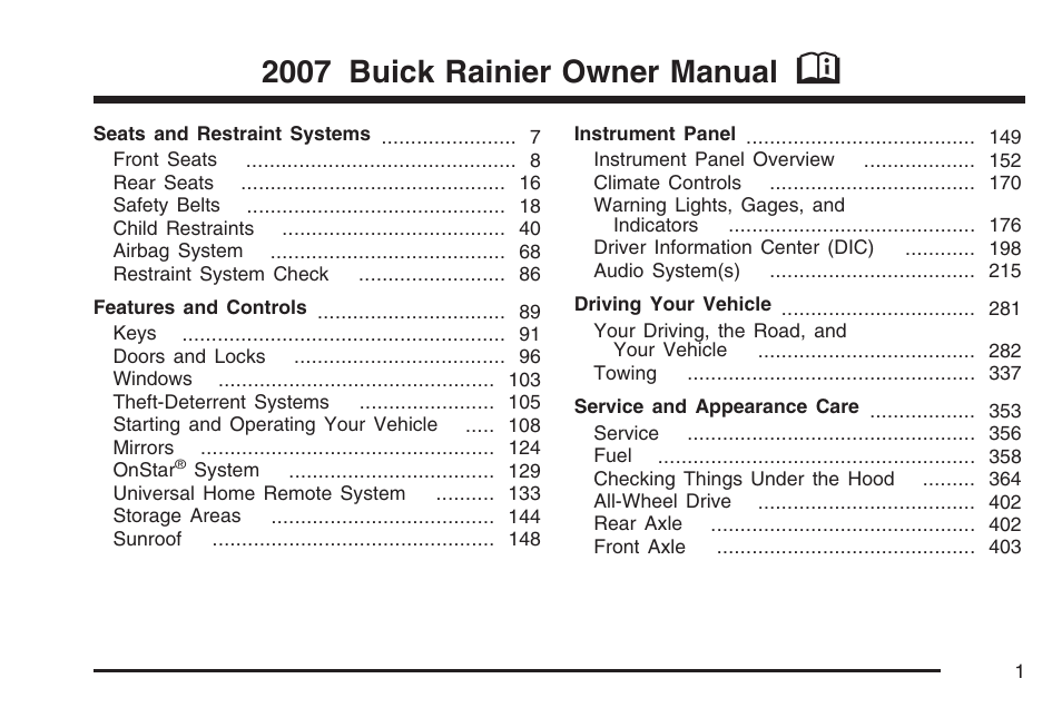 Buick 2007 Rainier User Manual | 534 pages