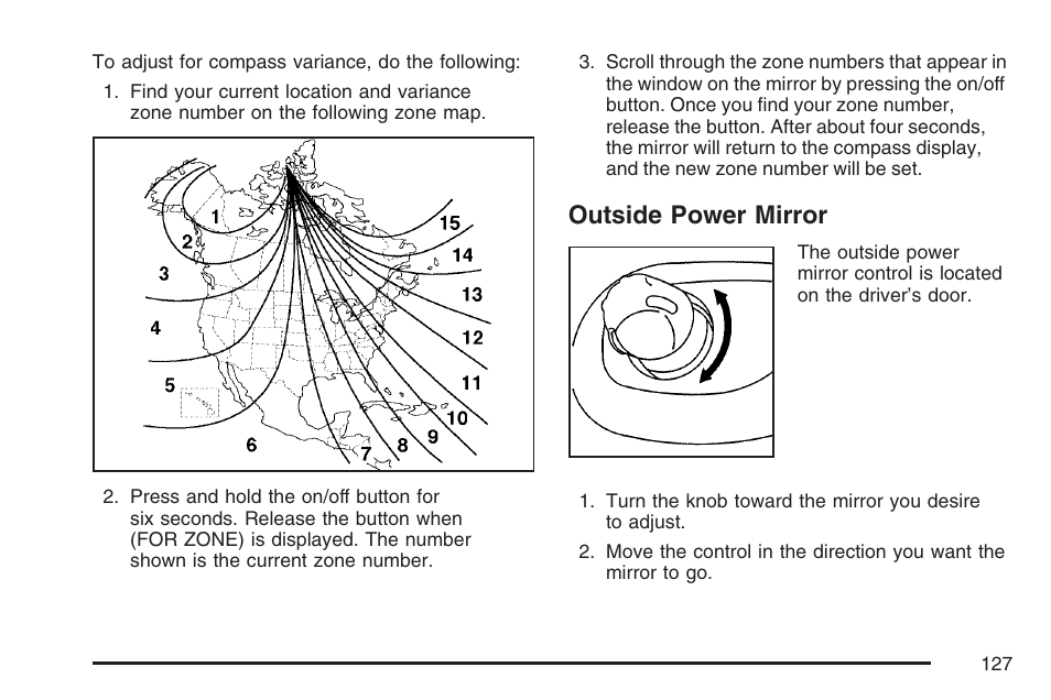 Outside power mirror | Buick 2007 Rainier User Manual | Page 127 / 534