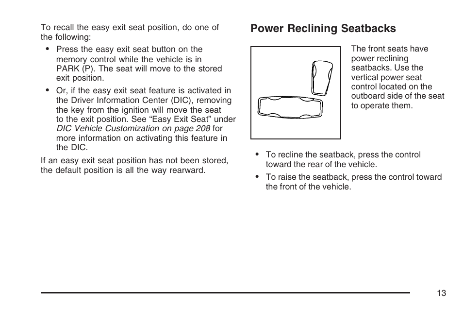 Power reclining seatbacks | Buick 2007 Rainier User Manual | Page 13 / 534