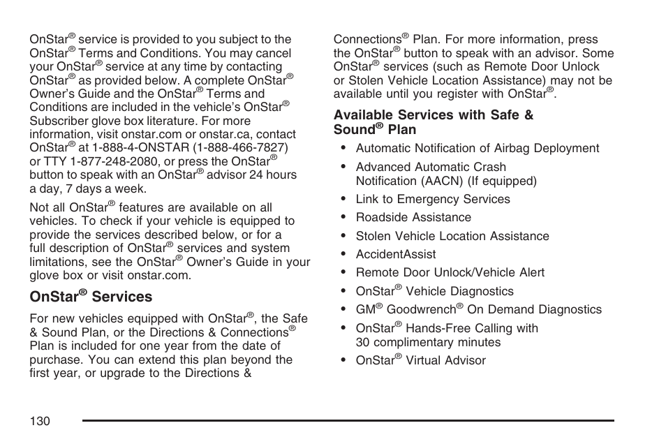 Onstar, Services | Buick 2007 Rainier User Manual | Page 130 / 534