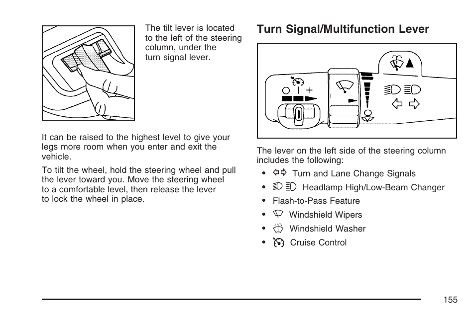 Turn signal/multifunction lever, Turn, Signal/multifunction lever | Buick 2007 Rainier User Manual | Page 155 / 534