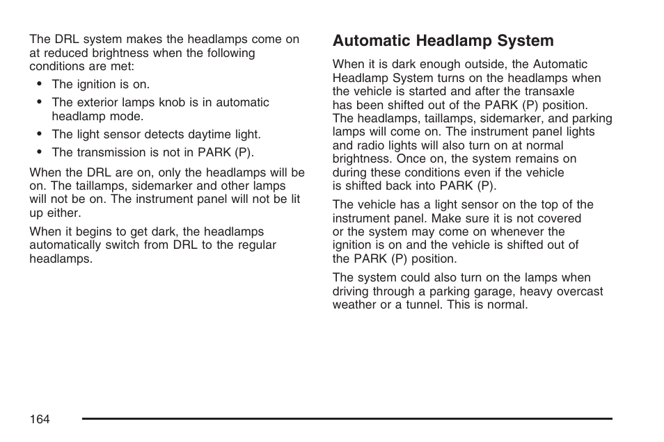 Automatic headlamp system | Buick 2007 Rainier User Manual | Page 164 / 534