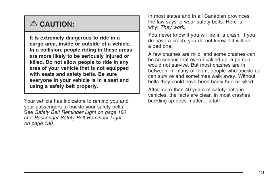 Caution | Buick 2007 Rainier User Manual | Page 19 / 534