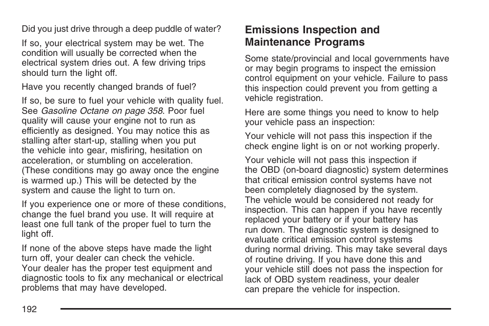 Emissions inspection and maintenance programs | Buick 2007 Rainier User Manual | Page 192 / 534